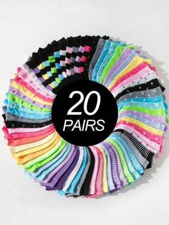 5pairs/10pairs/20 Pairs/30Pairs Random Set Kids Colorful Polka Dots Heart Shaped Bowknot Design Ideal For Daily Wear, Outdoor Activities, School Dressing, Random Style And Color