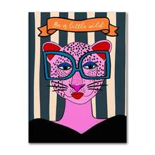 1pc Leopard Lady Colorful Rainbow Flower Cup Wall Art Canvas Painting Nordic Posters And Copies Wall Photos For Living Room Optional Frame ,Wall Art With Frame - Multicolor - View 27