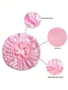 2 件丝绸睡帽，缎面发帽，柔软弹力丝绸睡帽，卷曲丝绸发圈（黑色和粉色），丝绸帽子女士配饰/女士帽子/女士发帽和头巾帽 - 彩色 - 查看 5