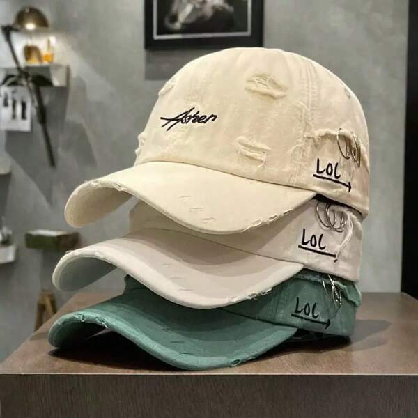 1 pieza Gorra tipo snapback con estilo retro desgastado y suave, gorra de béisbol de moda coreana minimalista personalizada y con protección solar para primavera/verano. Incluye instrucciones de cuidado si la gorra se recibe ligeramente aplastada.