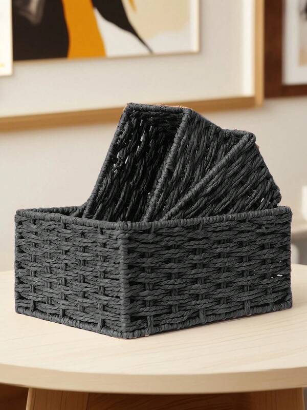 1pc/3pcs Desktop Organizer Storage Basket, Rattan Woven Trays For Cosmetics, Keys, Snacks, Home, Living Room, SML Set Available, Handmade For Bedroom, Living Room, Study And Office, Storage, Makeup Organizer, Organiser, Basket, Organization And Storage, Baskets, Room Organizing Storage, Storage, Storage Box, Bin, Hamper Gift Box, Basket For Gift, Hanging Cabinet, Home Decor Pink, Kitchen Accessories,For Back To School