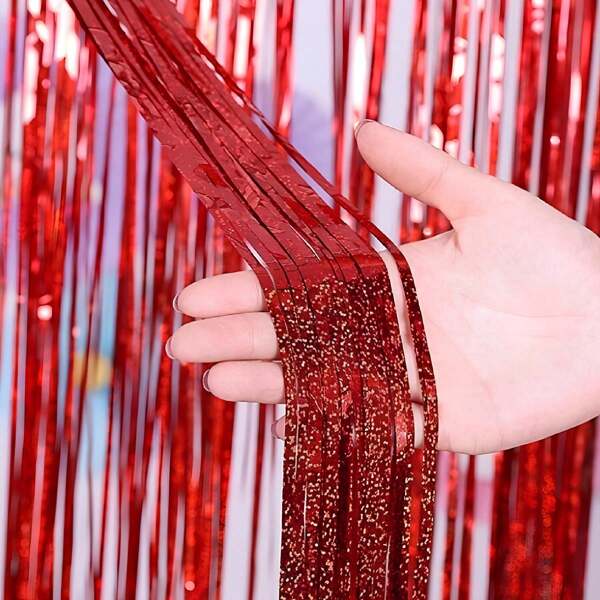 Cortina Metalizada Franja Metálica 2x1m Para Decoração De Festa Cores Holografico