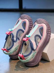 Kids Hollow Out Colorblock Sports Sandals, Fashion Casual Running Shoes For Big Children Girls