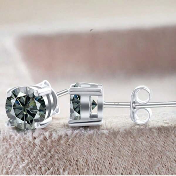 925 Sterling Silver Earrings - 2*0.5CT Colored Moissanite Inlaid. Simple And Stylish Design For Men And Women. Suitable For Daily Wear And Parties. Multiple Colors Available