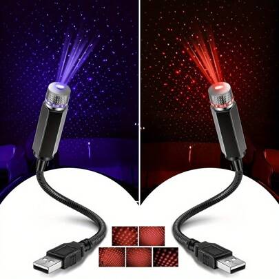 1 pezzo Luce di atmosfera per auto USB, luce interna per auto regolabile e romantica, luce notturna USB portatile per auto, luce di atmosfera per campeggio e feste, decorazione per interni auto