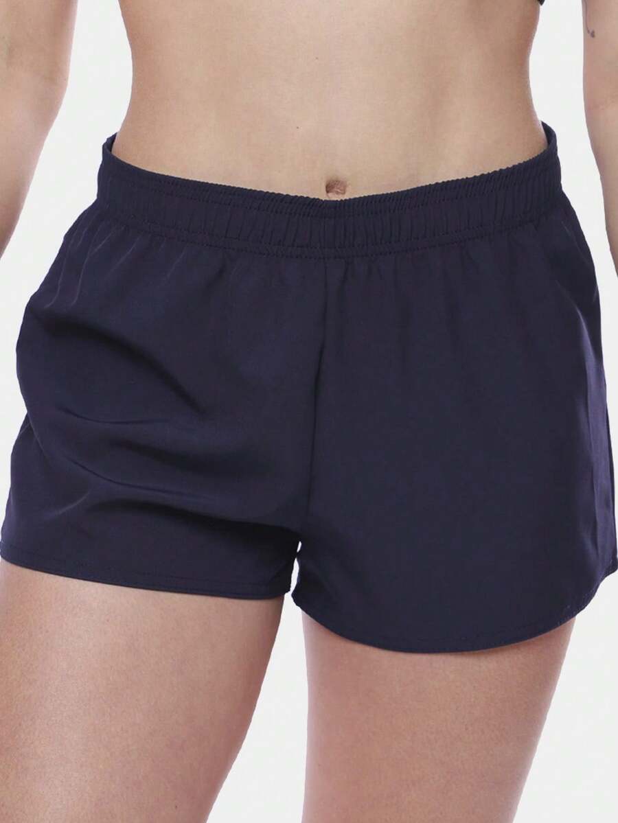 Women's Short Sports Shorts Workout Gym Fitness Walking Running Shorts - Navy Blue - View 1