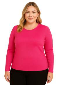 Plus Size Women's Princess Long Sleeve Blouse - Pink - View 2