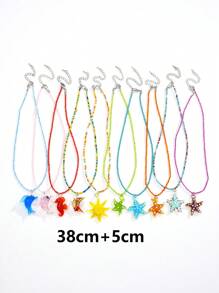 1 pieza Collar colgante de estilo marino con cuentas de vidrio y perlas de colores a la moda, adecuado para el Día de San Valentín, parejas, mejores amigos, regalos para fiestas familiares, vacaciones en la playa, uso diario para mujeres