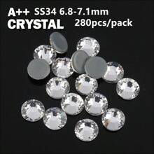 288/1440 Pcs DMC Crystal Hot Fix Rhinestone, Clear White Diamond Crystal Quality A/A++ Ss6/10/16/20/30/34, Flat Back Glass Rhinestone, Wholesale Flat Back Hot Fix Rhinestones For Crafts, Jewelry, Apparel, Garment, Shoe, Bag, DIY Decorations