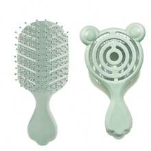 Children's Portable Hair Comb, Girls' Detangling Comb, Straight Hair Comb, Dry & Wet Use Home Girls' Comb, Hollow Leaf Rib Comb, Fluffy Dry & Wet Use Mini Comb, Girl's Massage Portable Hair Comb, Mini Curly Hair Children's Comb - Multicolor - View 12