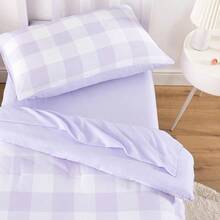 Gingham Toddler Bedding Set For Girls Cute Plaid Buffalo Check 4 Pieces Soft Crib Bed Set Including Comforter Sheets And Pillowcase Purple - Purple - View 3
