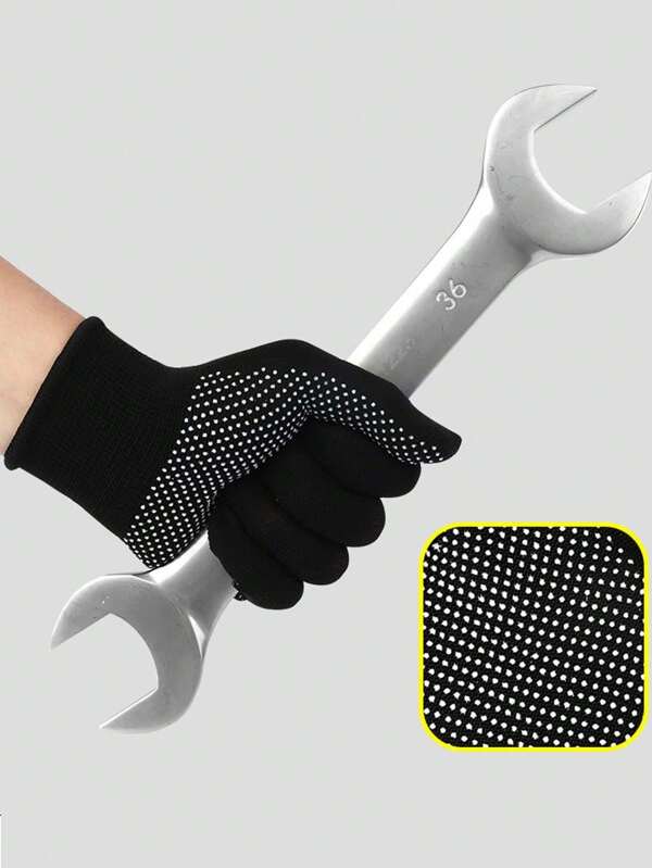 1pair Two Tone Work Glove, Modernist Polyester Safety Glove For Home