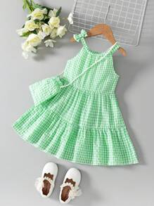 Vestido de princesa con mangas abullonadas y estampado floral diminuto para niñas, nueva llegada de verano