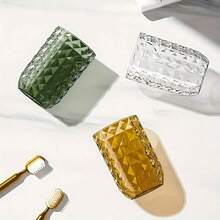 Vaso de enjuague y vaso para cepillo de dientes de lujo, caja de almacenamiento portátil de plástico para cepillo de dientes, soporte de viaje impermeable para cepillo de dientes, caja minimalista moderna para brochas de maquillaje, accesorios de baño y decoración del hogar para volver a la escuela