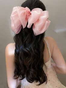 Clipe de Cabelo com Laço Grande de Cetim Doce, Acessório de Cabelo com Pérola e Strass em Forma de Borboleta Elegante para Coque Bagunçado, Clipe de Cabelo de Alta Qualidade com Mola, Clipes de Cabelo, Grampos de Cabelo