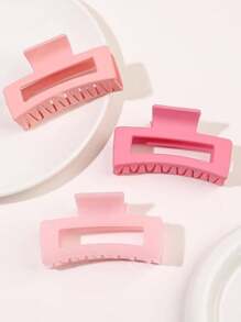 4 Stück Morandi Rosa rechteckige Haarklemmen, mädchenhafte Halbdutt Haargummis, Cut Out Haarspangen als lässige elegante Accessoires, praktisches Geschenk für Schule, Thanksgiving, Jahrestag Sommer