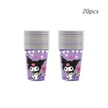 Sanrio 88pcs Sanrio Kuromi Party Supplies,Included Birthday Banner,Hanging Vortex, Plates,Napkins,Tablecloth,Paper Cup,For Kuromi Decorations,Kuromi Birthday Party Decorations,Kuromi Party Decorations