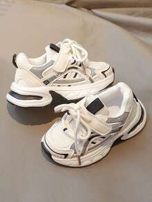 1 Pair Children's Mesh Breathable Fashion Casual Comfortable Lightweight Sports Running Shoes, Suitable For Indoor And Outdoor Wear - Black - View 4