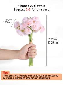 27 têtes de fleurs / 9 tiges / bouquet, camélias artificiels, une tige avec trois fleurs, fausses fleurs avec bord brûlé, roses, pivoines, fleurs de thé, accessoires pour photo de mariage, petit bouquet de décoration pour la maison, ornement, accessoires pour photo de mariage, petit bouquet de décoration pour la maison, décoration de table de salon à la maison, composition florale DIY pour la décoration de la proposition, décoration de salle à manger et de salon à la maison