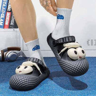 Unisex Comfy Thick Anti-Slip Sandals, 2025 Summer New Arrival, Cute Eyeball Pendant Breathable Round Toe Flat EVA Gradient Color Slip-On Shoes, Suitable For All Seasons, Outdoor, Beach