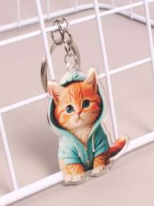 1pc Cute Cat Keychain Bag Charm, Suitable For Student Backpack, Unisex Car Accessories