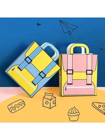 1/5/10/15/20 Pcs Colorful Cartoon Backpack Design Gift Tote Bags - Fun Party Favor Bags, Suitable For Birthday Parties And Themed Events!