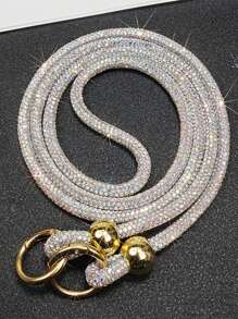 1pc Luxury Crystal Studded Lanyard, Long Crossbody Phone Strap, One Shoulder Or Backpack Decor Chain, Comes With Spacer