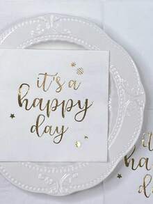 25pcs Slogan Graphic Disposable Napkin,Christmas - White - View 12