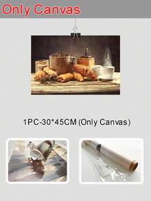 1 件/5 件，咖啡和面包帆布墙面艺术印刷品，带框海报墙面艺术，适用于厨房、客厅、卧室装饰，室内外使用，早餐食品主题艺术品，可直接悬挂 - 彩色 - 查看 12