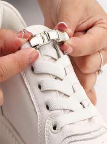 Lacets sans nœud avec boucle, accessoires en polyester blanc unisexes pour chaussures pour femmes et hommes, baskets, chaussures casual, chaussures blanches, chaussures de basket, chaussures de course, été