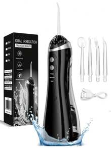 Irrigador oral portátil inalámbrico recargable con 3 modos, limpiador dental a chorro de agua apto para viajes y uso en el hogar