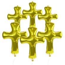 6 sztuk zestawów balonów foliowych w kształcie krzyża na komunię świętą, odpowiednich na pierwszą komunię świętą, dekoracje na przyjęcia z okazji chrztu, dekoracje na chrzest, balony na chrzest