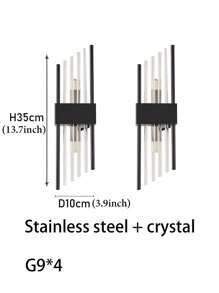Golden/Black LED Crystal Wall Lamp, Stainless Steel Body, Suitable For Living Room, Bedroom, Corridor Home Decoration, Free G9 Light Source