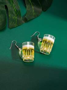 2pcs Novelty Mini Mug Shaped Earrings For Women, Oktoberfest Style