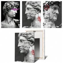 1pc Wall Arts Posters Optional Frame Modern Canvas Posters, David Statue Graffiti Art Canvas Painting David Head Sculpture Posters And Print Street Wall Arts Picture Room Decoration, Frameless ,Wall Art With Frame