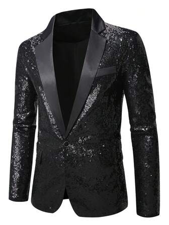 Sequin Suit Jacket For Men, Suitable For Bar, Nightclub, Stage Performance
