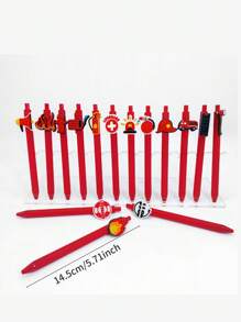 15pcs/Set Round Ball Pen With Fire Safety Promotional Design, Random Style