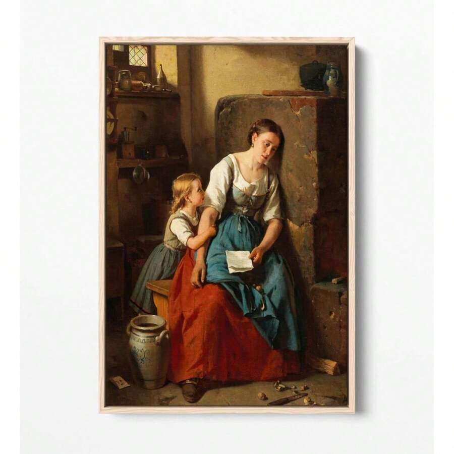 1PC Berthol Woltze - The Letter, Famous Painting Canvas Print Home Bedroom Decor Decoration Paintings In Living Rooms, Bedrooms, Dining Rooms Optional Frames Modern Posters, Wall Arts, Canvas Paintings, And Reusable Frames ,Wall Art With Frame - Multicolor - View 1