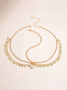 1pc Fashionable Bohemian Style Rhinestone Tassel Hair Accessory Chain - Multicolor - View 6