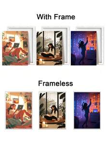 3 件梦幻夜灯墙面艺术装饰、明亮的室内照明帆布印刷墙面艺术、舒适的家庭办公室海报、阅读角艺术印刷品、轻松氛围绘画、居家孕妇舒适艺术品、现代家居装饰、海报、可选画框 - 3件/套 - 查看 5