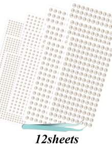 970pcs/4sheets Face Gems, 3d Simulation Faux Pearl,Gemstone Shaped Rhinestone Sticker For Diy Makeup,Party Decorations