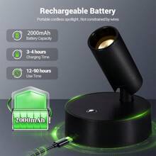 1 Stück Fernbedienungsanzeige Licht, USB aufladbarer Scheinwerfer, magnetisch verstellbare Wandleuchte, energiesparende abnehmbare Wandleuchte, Knopfsteuerung und Lithium-Akku geeignet für Flure, Eingänge und Außenbeleuchtung