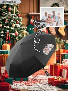 [Minimum Order 1pc] 10 Ribs Fully Automatic Black Coating UV Protection Umbrella, Rain & Sun Use, One-Touch Open & Close Wind Resistant Folding Umbrella, Custom Business/Wedding/Promotion Gift, Printable Logo/Text/Image Summer Cooling,Beach,Travel