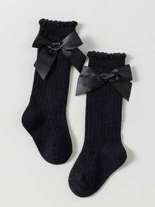 4 Pairs Children Long Socks, Princess Style Bow Design, Girls Knee High Socks, Suitable For Spring, Summer, Autumn - Multicolor - View 4