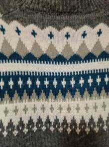 Plus Size Women's Geometric Pattern Plus Size Long Sleeve Pullover Sweater, Chic Casual European Style, Autumn/Winter