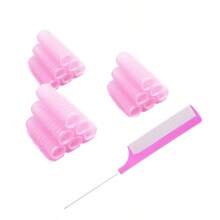 18 PIEZAS Rizadores de cabello sin calor, rizadores de cabello profesionales para salón, herramientas para peinados rizados DIY, peine de cola de rata para mujeres con cabello corto y medio (2 cm x 6 cm), esenciales para volver a la escuela, viajes y vacaciones, accesorios para el cabello para mujeres