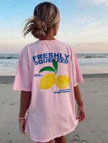 1pc Girls Casual Shell & Starfish Graphic Print Round Neck Short Crop Top Tee, Inspiring Imagination & Self-Expression, Summer Student Wear - Pink - View 7