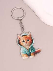 1pc Cute Cat Keychain Bag Charm, Suitable For Student Backpack, Unisex Car Accessories