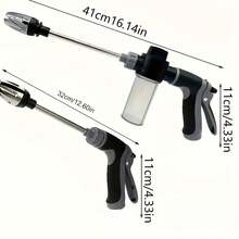 1PCHigh Pressure Car Wash Telescopic Hose, With Adjustable Nozzle - Durable Silicone, Flexible Pipe, American Standard Threaded Connectors, Multi-Functional Nozzle Design, For Yard, Lawn And Garden,