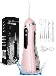 Irrigador oral portátil inalámbrico recargable con 3 modos, limpiador dental a chorro de agua apto para viajes y uso en el hogar